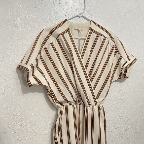 Maje Pieni Rayure Stripe Jumpsuit Surplice V-Neck Straight Leg Womens 34 / XS - Picture 4 of 15